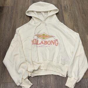 Billabong Cropped Hoodie White with Pink Logo